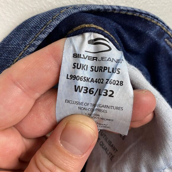 Silver Jeans Suki Surplus Jeans Womens 36x32 Bootcut Stretch‎ Distressed Denim - Picture 9 of 15